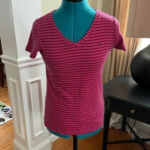 Nautica Women's Pink Striped V-Neck Top